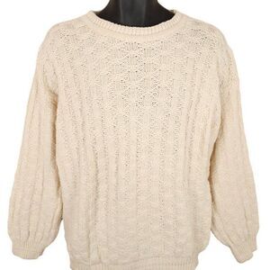 Vintage TLC Lambert Sweater Mens Size Medium Cream 90s Made In USA